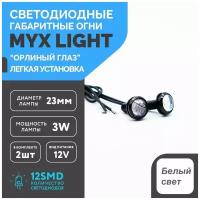 Точечные дневные ходовые огни (ДХО) орлиный глаз питание 12V, размер 23 мм, комплект 2 шт