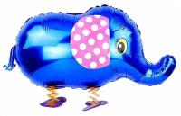 Ходячий воздушный шар (28'/71 см) Слоник, Синий, 1 шт
