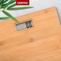 Весы напольные Centek CT-2432 бамбук, электронные, max 180кг, шаг 0,1кг, LCD 65x28, размер 28х28см