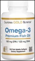 Капсулы California Gold Nutrition Omega-3 Premium fish oil, 100 шт