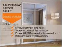 Двери для гардеробных и шкафов купе, зеркальные, в проём 2550х1250мм. Комплект 2шт