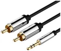 Кабель аудио Vention Jack 3,5 mm M/2RCA M - 2м Черный