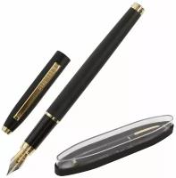 Ручка подарочная перьевая BRAUBERG Brioso, синяя, корпус черный с золотист, линия 0,25мм, 143467
