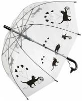 Детский прозрачный зонт-трость полуавтомат P022, черный-графит