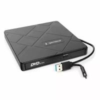 Внешний DVD-привод Gembird DVD-USB-04 USB 3.0 со встроенным кардридером и хабом пластик, черный