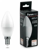 Лампа светодиодная Feron E14 6W 2700K свеча матовая LB-1306 38044