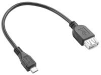 Адаптер переходник OTG MicroUSB M/USB AF для подключения к телефону USB устройств (4PH-MB1) черный 0.15м