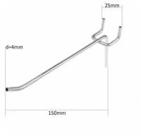 Крючок одинарный для металлической перфорированной панели, L=15, d=4, шаг 25 5145652