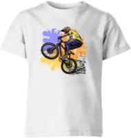 Детская футболка «Велосипедист, горный велосипед, mountain bike» (104, белый)