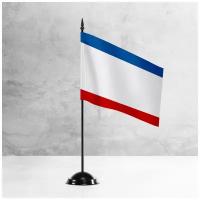 Настольный флаг Крыма на пластиковой черной подставке