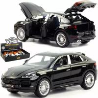 Металлическая машинка XHD 1:24 "Porsche Cayenne Turbo S" 2402 инерционная, свет, звук, черный / машинки игрушки автомобиль для мальчиков детские новый год подарки детям ребенку игрушечные коллекционные порше модельки