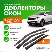 Дефлекторы боковых окон Kia Sportage 3 (Киа Спортейдж) 2010-2015, ветровики на двери автомобиля, ТТ