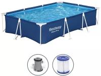 Bestway Прямоугольный каркасный бассейн 56411 Bestway Steel Pro 300*201*66 см, фильтр-насос 56411