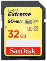 Карта памяти SanDisk Extreme SDHC 32Gb Class 10 UHS-I U3 V30 (90/40 MB/s) SDSDXVE-032G-GNCIN