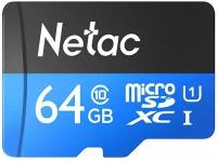 Карта памяти Netac 64GB microSDXC P500 Standart class 10 UHS-I U1 (R 90 Mb/s) без адаптера