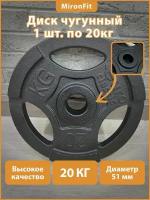 Блин для штанги / Диск для грифа чугунный / рекорд D51 мм 20 кг. 1 шт