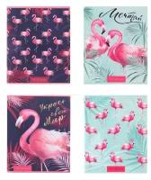 Тетрадь 96 листов в клетку Calligrata "Фламинго", обложка мелованный картон, блок офсет, микс