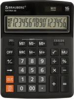 Калькулятор настольный Brauberg Extra-16-BK, 206x155 мм, 16 разрядов, двойное питание, чёрный