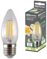 Лампа светодиодная "Филамент" С37-6 Вт-230 В-2700 К–E27 TDM