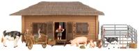 Набор фигурок животных серии "На ферме": Ферма игрушка, бык, свиньи, гусь, фермеры, инвентарь - 21 предмет