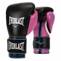 Перчатки тренировочные Everlast Powerlock PU 12oz черные/розовые