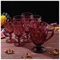 Набор питьевой из стекла «Круиз», 7 предметов: кувшин 1,1 л, бокалы 300 мл, 6 шт, цвет розовый