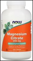 Таблетки NOW Magnesium Citrate, 250 г, 200 мг, 250 шт