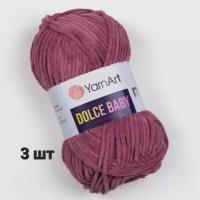 Пряжа YarnArt Dolce baby Темная брусника (751) 3 мотка 50 г/85 м (100% микрополиэстер) ярнарт дольче беби