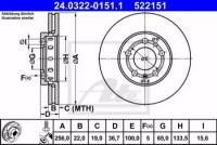 Диск торм AUDI A2 1.4/1.6FSI/1.4TDI 00-05 ПЕР вент 256x22, 24032201511 ATE 24.0322-0151.1