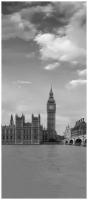 Самоклеящиеся фотообои "Westminster Bridge, London", размер: 90x210 см, эффект: черно-белый