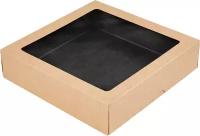 Упаковка для пирожных с окошком Черная OneBox 1500/bBLACK 20х20х4,8 см