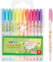 Набор гелевых ручек 12 шт ArtSpace "Bunny" 12 цветов, 1 мм, пастельные, ПВХ чехол, 1 упаковка