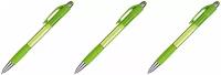 Ручка шариковая автоматическая Attache Happy,зеленый корпус,синяя,маслянистые чернила-3шт