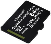 Карта памяти micro SDXC 64Gb Kingston Canvas Select Plus UHS-I U1 A1 + ADP (100/10 Mb/s)