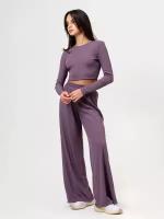 Костюм женский брючный трикотажный лапша с брюками палаццо (фиолетовый), размер s / фиолетовый цвет / prosche / костюм