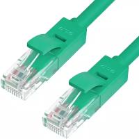 GCR Патч-корд прямой 2.0m UTP кат.5e, зеленый, 24 AWG, литой, ethernet high speed 1 Гбит/с, RJ45, T568B