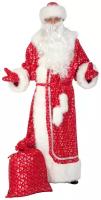 Карнавальный костюм Карнавалофф Дед Мороз красный в снежинках