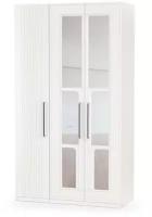 Шкаф для одежды 3-х створчатый с зеркалами Валенсия, цвет белый шагрень, ШхГхВ 126х54,2х225,3 см, универсальная сборка