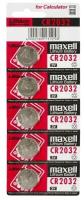 Батарейка CR2032 Maxell, 3В, упаковка 5шт