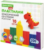 Пластилин 10цв 200г BRAUBERG "KIDS", со стеком 106504