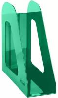 Лоток для бумаг вертикальный / подставка, органайзер для документов А4 СТАММ "Фаворит" сборный пластиковый, 1 секция, тонированный зеленый