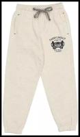 Брюки детские подростковые, спортивные штаны хлопок для мальчика и девочки / Белый слон 5426 (бежевый меланж) р.128