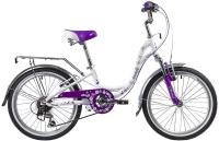 Велосипед NOVATRACK 20", BUTTERFLY, белый-фиолет, алюминиевая рам 6-скор, TY21/RS35/SG-6SI, V-brake