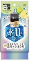 Дезодорирующие наноионные салфетки охлаждающие Ban Cool-type Citrus LION, аромат освежающего цитруса,30 шт