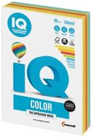 Бумага цветная IQ color А4, 80г/м, 250 л, (5цв. x 50л), микс интенсив, RB02, ш/к 07579
