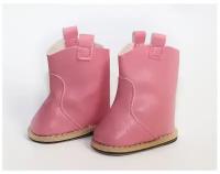 Обувь для кукол, Сапожки из экокожи 7 см для кукол и пупсов выше 45 см, розовые