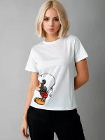 Футболка женская Printech Woman "Микки Маус Mickey Mouse Минни Маус Луи Мульт Любовь" Белая L FJ-GB19P28/WH-L