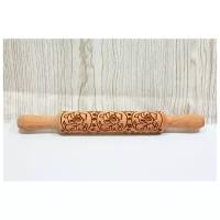 Инструменты для мастики и печенья "S-CHIEF" SHF-0100 Деревянная скалка с узором 11 Собакены