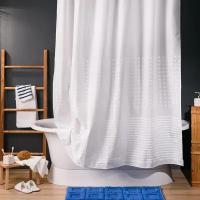 Занавеска (штора) Bangor для ванной комнаты тканевая 180х200 см, цвет белый