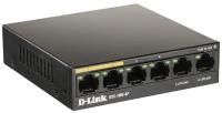 D-Link Сетевое оборудование DSS-100E-6P A1A Неуправляемый коммутатор с 6 портами 10 100Base-TX 4 порта PoE 802.3af at, PoE-бюджет 55 Вт, дальность